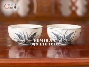 Bộ đồ ăn men cổ, vẽ chuồn chuồn lá khoai