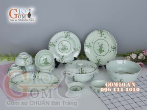 Bộ đồ ăn men cổ vẽ Cỏ Xanh