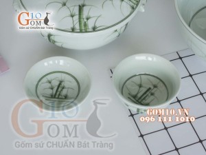 Bộ đồ ăn men cổ vẽ Cỏ Xanh
