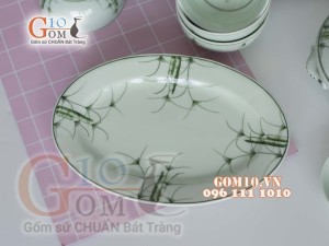 Bộ đồ ăn men cổ vẽ Cỏ Xanh