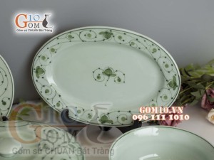 Bộ đồ ăn men cổ vẽ hoa sắt, đẩy đủ