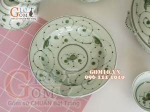 Bộ đồ ăn men cổ vẽ hoa sắt, đẩy đủ