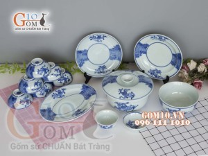 Bộ đồ ăn men cổ vẽ Phượng hóa, đầy đủ