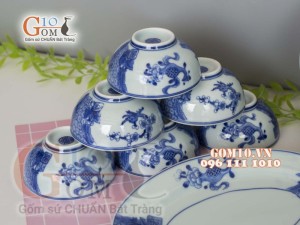 Bộ đồ ăn men cổ vẽ Phượng hóa, đầy đủ