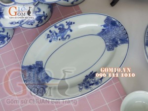 Bộ đồ ăn men cổ vẽ Phượng hóa, đầy đủ