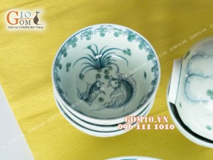 Bộ đồ ăn men cổ vẽ Song Ngư