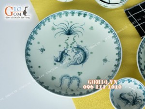 Bộ đồ ăn men cổ vẽ Song Ngư