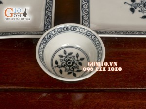 Bộ đồ ăn men đen vẽ Hoa Móc