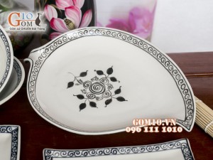 Bộ đồ ăn men đen vẽ Hoa Móc
