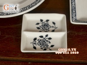 Bộ đồ ăn men đen vẽ Hoa Móc