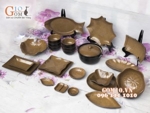 Bộ đồ ăn men gốm vàng, 25 chi tiết