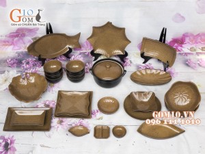 Bộ đồ ăn men gốm vàng, 25 chi tiết