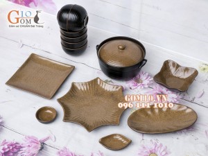 Bộ đồ ăn men gốm vàng, 13 chi tiết