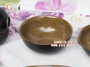 Bộ đồ ăn men gốm vàng, 14 chi tiết