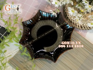 Bộ đồ ăn men hỏa biến gấm quẹt màu mật ong, 13 món