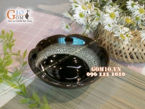 Bộ đồ ăn men hỏa biến gấm quẹt màu mật ong, 13 món