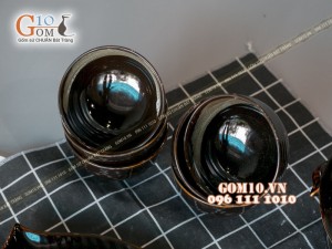 Bộ đồ ăn men hỏa biến gấm quẹt màu mật ong, 13 chi tiết