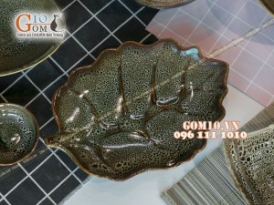 Bộ đồ ăn men hỏa biến gấm vàng 001