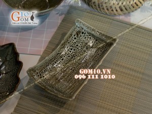 Bộ đồ ăn men hỏa biến gấm vàng 001