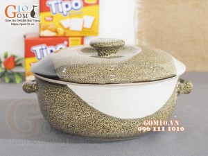 Bộ đồ ăn men hỏa biến gấm vàng Cát Tường