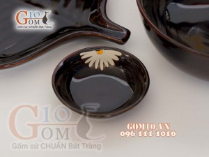 Bộ đồ ăn men hỏa biến khắc Cúc Họa Mi 001