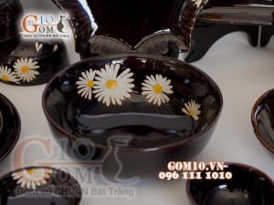 Bộ đồ ăn men hỏa biến khắc Cúc Họa Mi 002