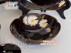 Bộ đồ ăn men hỏa biến khắc Cúc Họa Mi 002