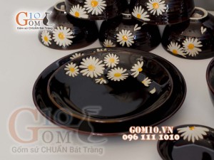 Bộ đồ ăn men hỏa biến khắc Cúc Họa Mi 002