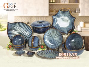 Bộ đồ ăn men hỏa biến thiên hà, 15 chi tiết