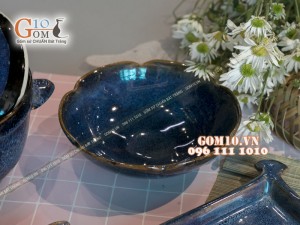Bộ đồ ăn men hỏa biến xanh đá 001