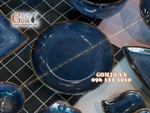 Bộ đồ ăn men hỏa biến xanh đá 002