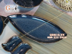 Bộ đồ ăn men hỏa biến xanh đá 002