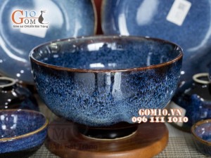 Bộ đồ ăn men hỏa biến xanh đá, 11 chi tiết