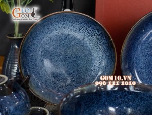 Bộ đồ ăn men hỏa biến xanh đá, 11 chi tiết