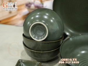 Bộ đồ ăn men hỏa biến xanh ngọc cổ, 11 chi tiết