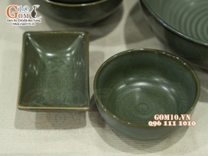 Bộ đồ ăn men hỏa biến xanh ngọc cổ, 11 chi tiết