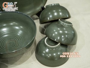Bộ đồ ăn men hỏa biến xanh ngọc cổ, 11 chi tiết