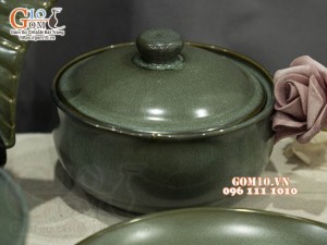 Bộ đồ ăn men hỏa biến xanh ngọc cổ, 14 chi tiết