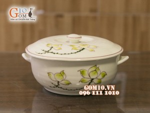 Bộ đồ ăn men kem hoa sen Vàng