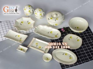 Bộ đồ ăn men kem vẽ Bồ Công Anh