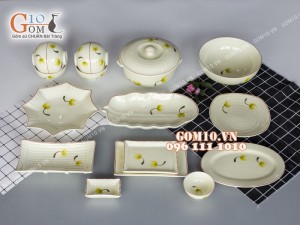 Bộ đồ ăn men kem vẽ Bồ Công Anh