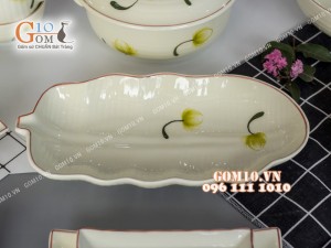 Bộ đồ ăn men kem vẽ Bồ Công Anh