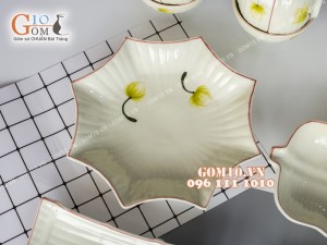 Bộ đồ ăn men kem vẽ Bồ Công Anh