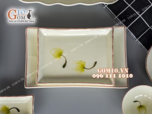 Bộ đồ ăn men kem vẽ Bồ Công Anh