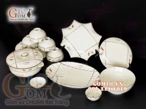 Bộ đồ ăn men kem vẽ Cà Rốt 001