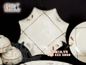 Bộ đồ ăn men kem vẽ Cà Rốt 001