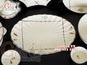 Bộ đồ ăn men kem vẽ Cà Rốt 001