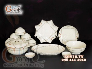 Bộ đồ ăn men kem vẽ Cà Rốt 001