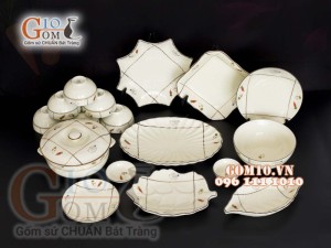 Bộ đồ ăn men kem vẽ Cà Rốt 002