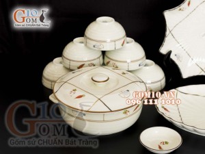 Bộ đồ ăn men kem vẽ Cà Rốt 002